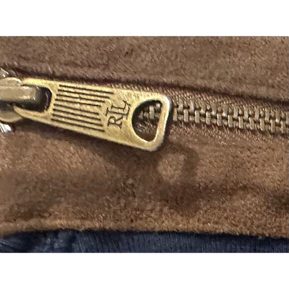 LRL Ralph Lauren Equestrian Women's Medium Shirt Long Sleeve Top Navy‎ Suede 3X - Picture 3 of 9